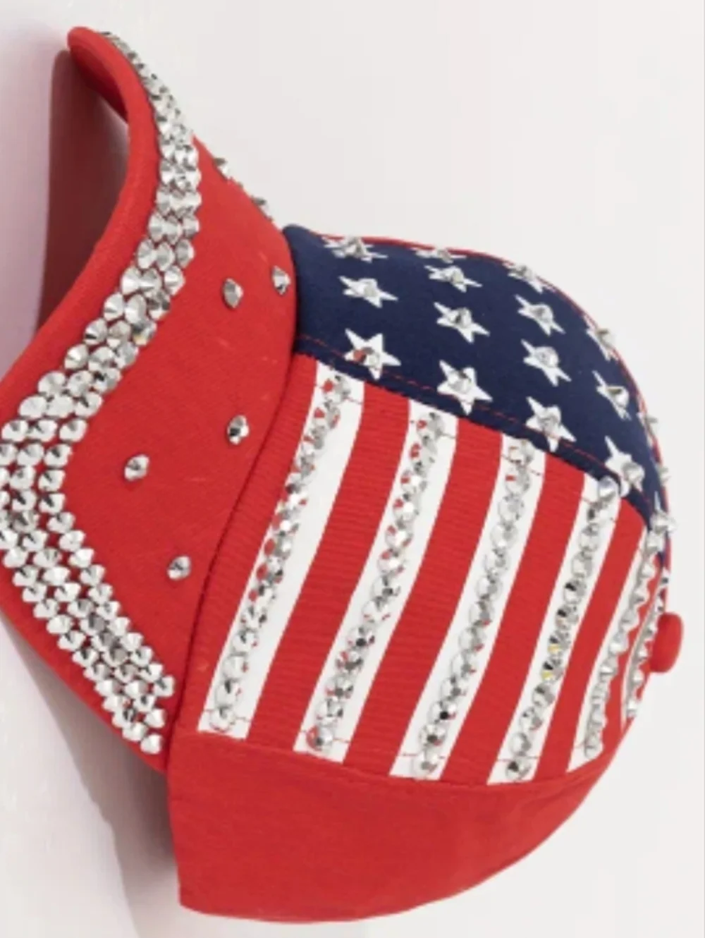 Unisex American Flag Rhinestone Baseball Cap - Red Blue & White